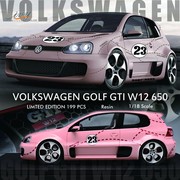 IVY 1/18 大众 高尔夫W12 650 树脂汽车模型 收藏限量 粉猪GULF