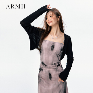 armii黑色小坎肩针织小开衫，女百搭显瘦连衣裙，搭配外套上衣春夏