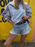 韩国女装a2023春款浅色水洗，磨白磨破洞毛边牛仔潮短裤热裤