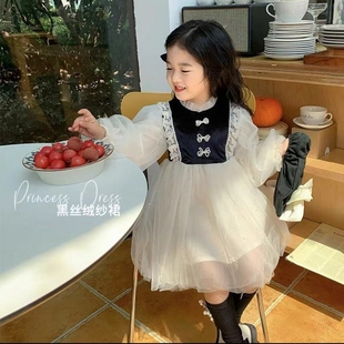 8003蕾丝长裙子，童装春款韩版女童，公主裙连衣裙中童