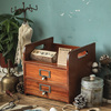 zakka木质复古收纳盒桌面梳妆台化妆品置物架办公桌书桌抽屉式柜