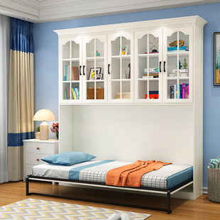 简约侧翻隐形床壁床收纳储物折叠床多功能组合壁柜床隐藏床书柜床