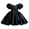 女童礼服公主裙洋气可爱2024小女孩表演出服，黑色泡泡袖连衣裙