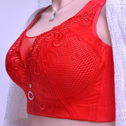 红色本命年文胸大码大罩杯，无钢圈薄上托胸罩聚拢收副乳调整型内衣