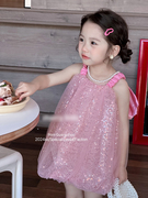 女童连衣裙夏季网红儿童带翅膀裙子洋气效女孩韩系甜美无袖公主裙