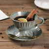 美式陶瓷咖啡杯碟窑变釉，复古杯子下午茶花茶杯碟，欧式大口拉花茶具
