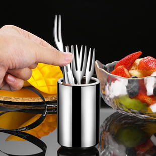 304不锈钢加厚款水果叉套装创意可爱水果签小号餐叉甜品叉茶叉
