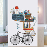 浪漫文艺单车墙贴装饰画卧室，客厅进门玄关走廊复古自行车自粘贴纸