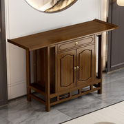 财神爷新中式实木玄关柜可简易供桌现代客厅，佛龛香案家用简约佛台