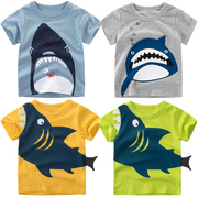 夏季儿童装6-7男童短袖t恤3宝宝纯棉半袖4-5岁小孩上衣服鲨鱼图案