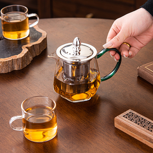 加厚耐高温玻璃泡茶壶家用可加热不锈钢过滤网内胆煮茶器花茶单壶