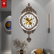 欧式客厅挂钟静音时尚家用挂表卧室时钟金属盘壁钟石英钟表