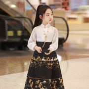马面裙女童2024春秋季套装，古风汉服儿童，中式长袖中国风连衣裙