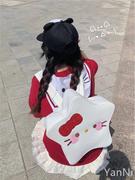 韩版自制日系可爱小众童趣百搭时尚星星pu皮双肩包卡通学生书包女