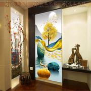 抽象轻奢艺术玻璃欧式屏风玄关，隔断玻璃墙窗，装饰金色九鱼图
