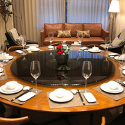ma92上海茶色钢化玻璃，转盘餐厅酒店圆桌底座家用餐桌，面板转台
