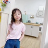 夏款女孩粉红色网纱袖子短袖T恤儿童中小童可爱上衣