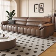 钢琴键真皮沙发组合现代简约家用小户型客厅，意式极简头层牛皮沙发