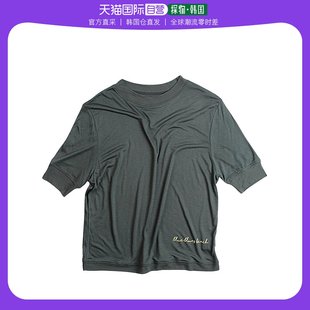 韩国直邮Runninghigh质感T恤女款黑色纯色字母百搭复古流行