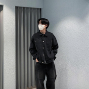 MRDONG韩国男装个性拼接重工铆钉水洗色港味阔版牛仔衬衫外套