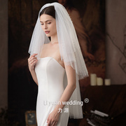 速发新娘结婚钉珠三层超蓬蓬，造型新娘面纱，拍照钉珠白色拍照头纱