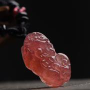 天然草莓晶貔貅项链女锁骨链小众设计粉水晶吊坠送闺蜜礼物
