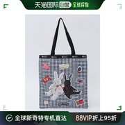日本直邮lesportsac×pinkhouse女士格纹兔子，图案大型手提包