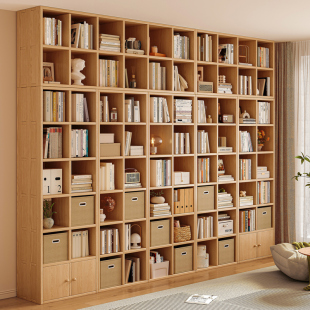 定制全实木书柜一体，整墙一面墙客厅柜子储物柜，收纳书架置物架落地