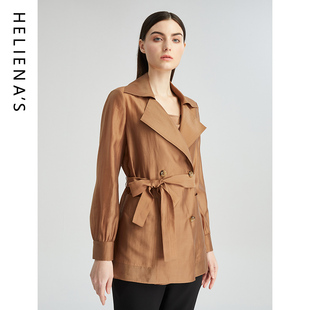 海兰丝2023商场同款风衣复古流行时尚高级感气质中款外套h232jk04