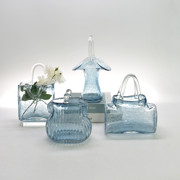 私人定制手工气泡玻璃，透明手提包包花瓶花篮，装饰摆件水培简约花器