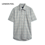 伦敦雾短袖衬衫男士经典格纹夏季商务休闲纯棉格子衫通勤上衣