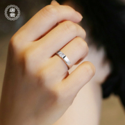 唐奢925纯银仿真求订结婚莫桑石钻石(石，钻石)戒指环女男一对情侣小众设计