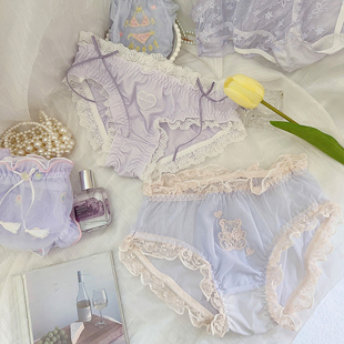 紫色系少女温柔纯欲风内裤，合集甜美蕾丝网，纱中低腰棉质底裆三角裤