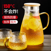 冷水壶玻璃耐热高温防爆家用大容量水瓶凉白开，水杯茶壶套装凉水壶