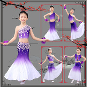 少儿傣族舞蹈演出表演服演出服装儿童幼，儿女孔雀舞鱼尾裙彩云之南