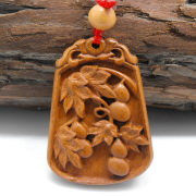 带叶葫芦吊坠项链钥匙扣，桃木民族风创意饰品随身特色，木牌毛衣链
