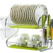 双层厨房置物用具晾碗碟架，不锈防锈沥水放碗筷架碗碟盘子收纳架子
