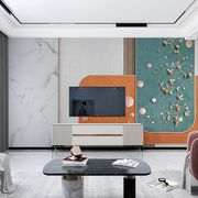 新中式电视背景墙壁纸现代客厅卧室立体几何浮雕高档大气墙布壁画