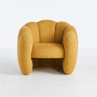 北欧设计师布艺单人位圈圈绒沙发客厅侘寂风别墅软体南瓜沙发椅