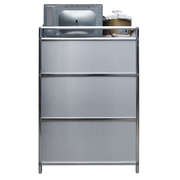 厂加长拉丝不锈钢储物柜厨房置物柜橱柜简易碗柜经济型铝合金柜子