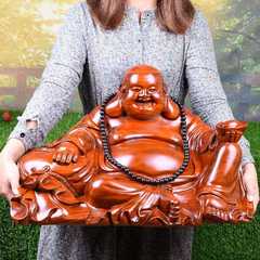 红花梨木雕弥勒佛像摆件坐笑佛