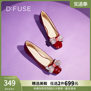 Dfuse2023秋季平底单鞋漆皮方头蝴蝶结通勤休闲鞋DF33111271