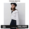 teenieweenie小熊春装荷叶，边大翻领甜美少女衬衫，长袖衬衣女装