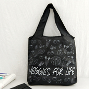 日式折叠购物包袋大容量，单肩环保袋防水牛津布黑色，手提买菜收纳包