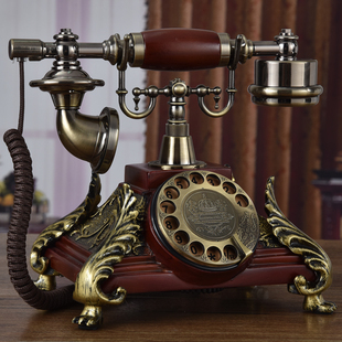 美式旋转古典电话机仿古老式欧式田园复古电话固话家用座机