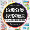 中国风框社区垃圾分类异型标识牌温馨提示牌PSD设计AI素材CDR模板