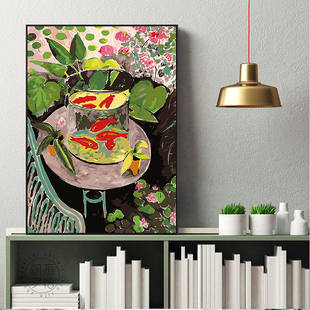 马蒂斯猫鱼数字油画diy填充北欧轻奢现代客厅餐厅ins油彩装饰画