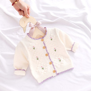 2024婴儿针织开衫纯棉，宝宝外套1-3岁女童毛衣，公主ins春秋装