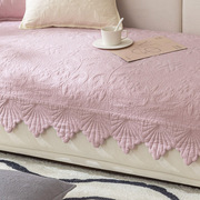 纯棉沙发垫四季防滑通用布艺，简约套罩粉色田园，简约夏季2023年