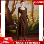 zs名品越南设计师roseedematin23方领高腰大摆简约优雅气质长裙